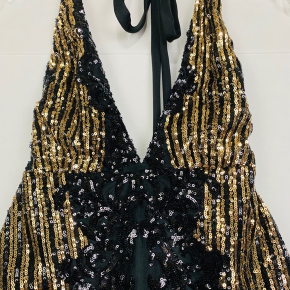Dach Boutique black gold sequin party mini dress - Picture 5 of 8
